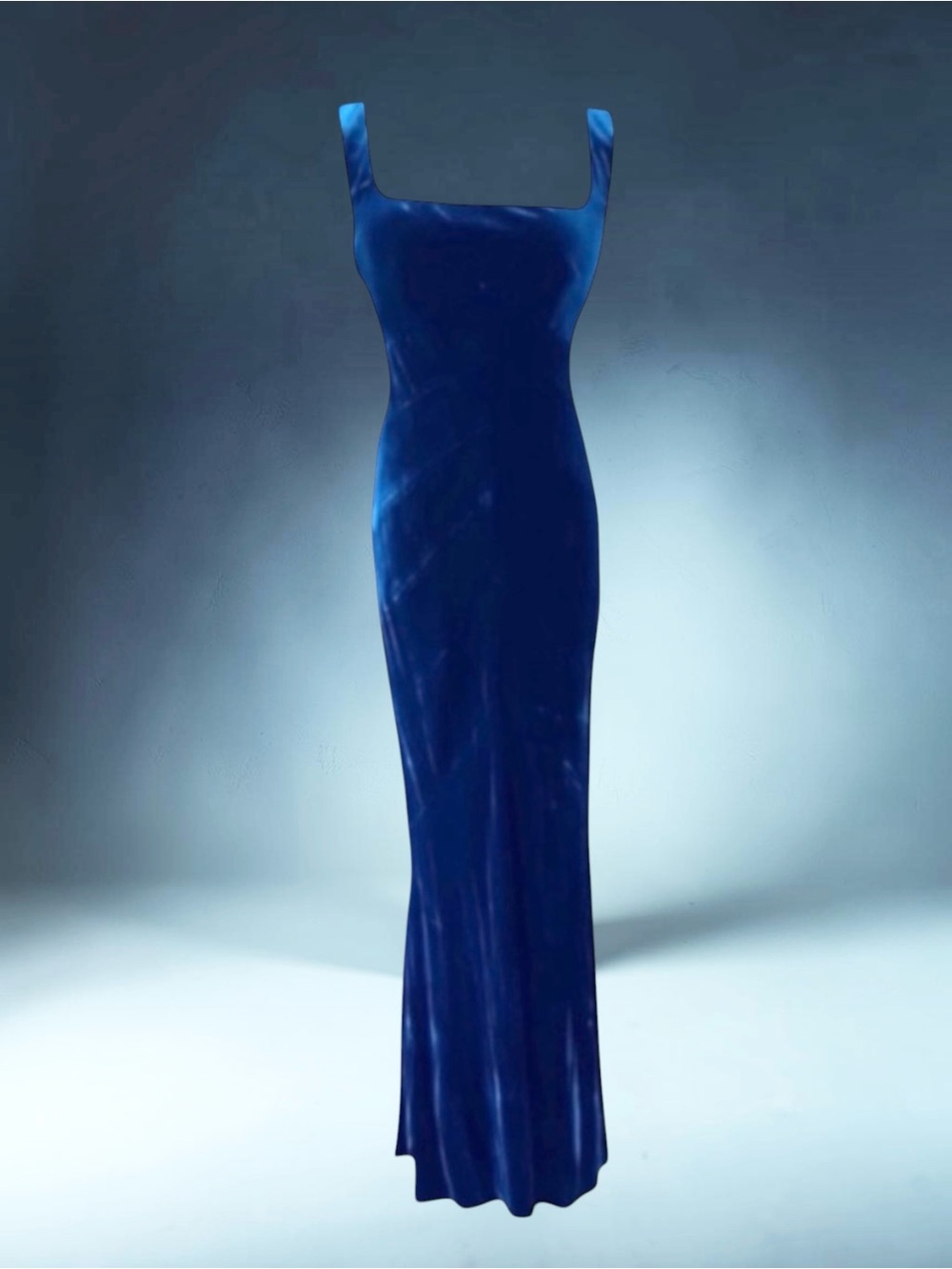 ALBERTA FERRETTI Runway Blue Velvet Silk Gown GALA Formal Size 6 ITALY